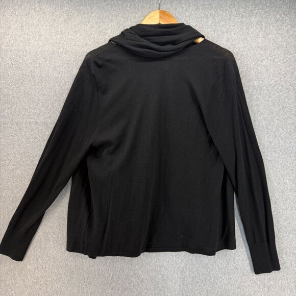 J. Jill Size Medium Black Drape Front Long Sleeve Cardigan Sweater 2 Way NWT - Picture 10 of 15